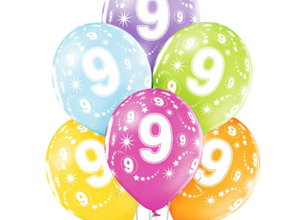 Luftballon Ø30cm Geburtstag #9 | 6 Stk. Bunt
