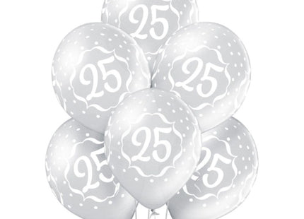 Luftballon Ø30cm Geburtstag #25 | Silber 6 Stk.