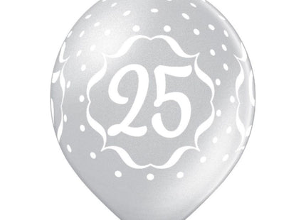 Luftballon Ø30cm Geburtstag #25 | Silber 6 Stk.