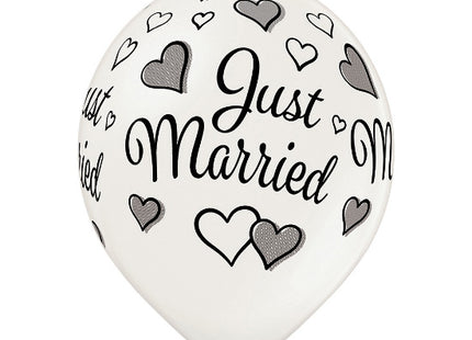 Luftballon Ø30cm "Just Married" | 6 Stk. - Metallic Pearl
