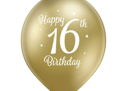 Luftballon Ø30cm Happy 16th Birthday | 6 Stk.
