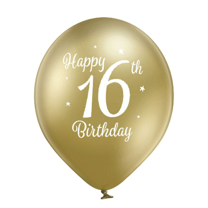 Luftballon Ø30cm Happy 16th Birthday | 6 Stk.