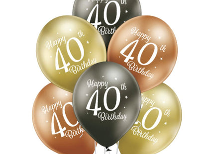 Luftballon Ø30cm Happy 40th Birthday | 6 Stk.