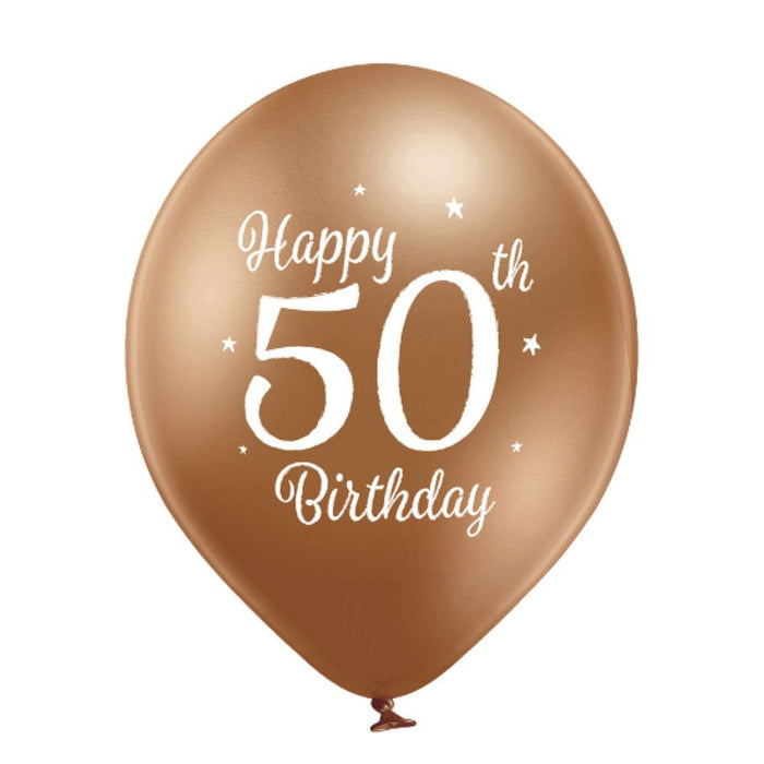 Luftballon Ø30cm Happy 50th Birthday | 6 Stk.