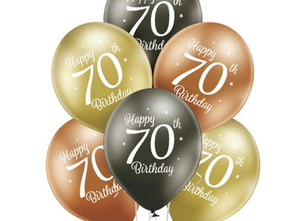 Latexballon Ø30cm Happy 70th Birthday | 6 Stk.