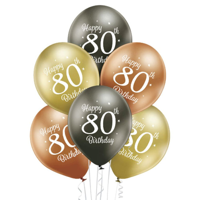 Luftballon Ø30cm Happy 80th Birthday | 6 Stk.