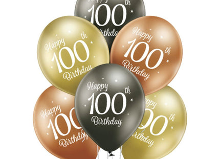 Luftballon Ø30cm Happy 100th Birthday | 6 Stk.