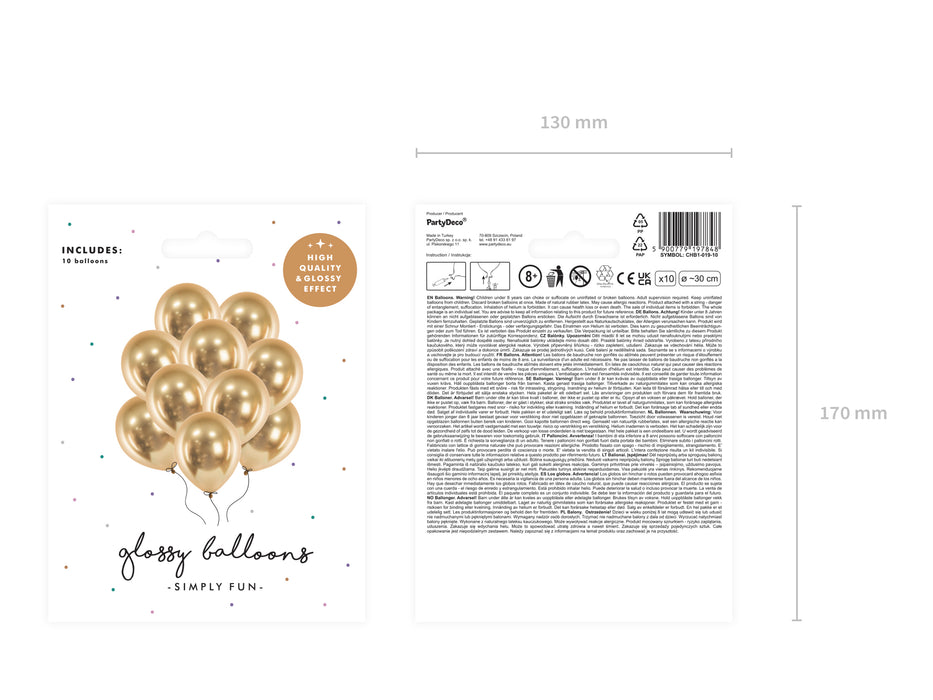 10 Stk. Luftballon Ø30cm "Uni Glossy" | Gold