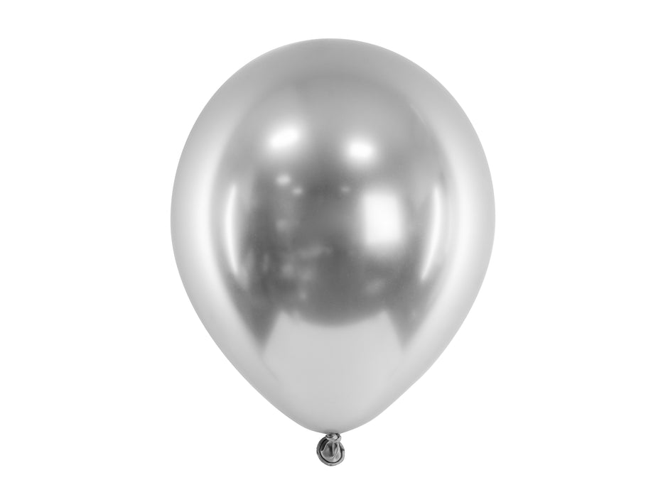 5 Stk. Luftballon Ø46cm "Uni Glossy" | Silber