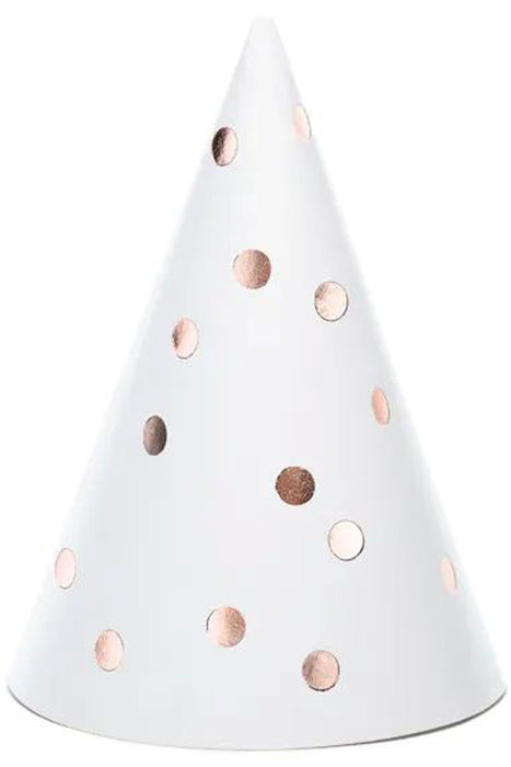 PartyHut 6 Stück 16 cm | Dots Weiß
