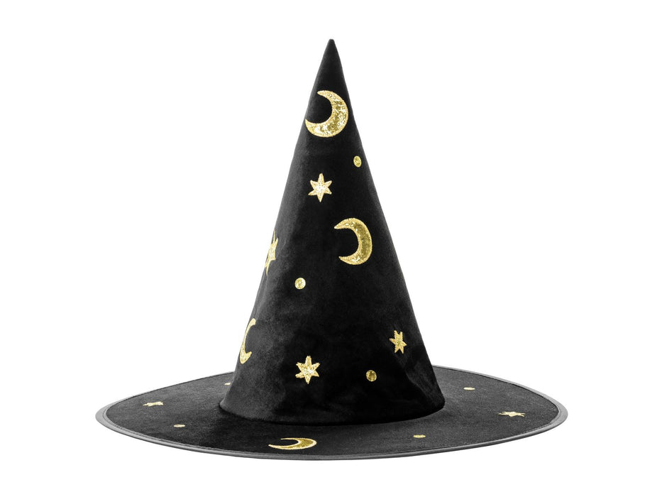 Halloween Hexenhut "Mond und Sterne" | Schwarz