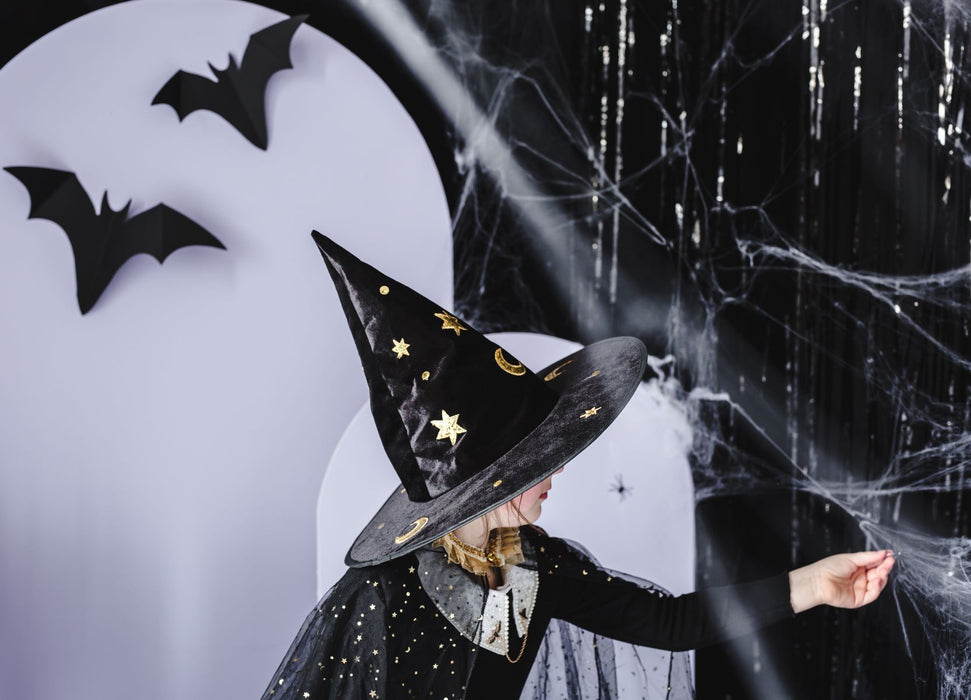 Halloween Hexenhut "Mond und Sterne" | Schwarz