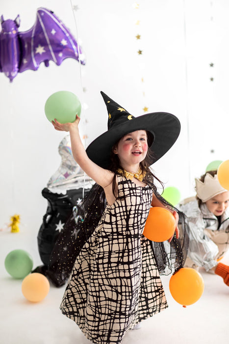 Halloween Hexenhut "Mond und Sterne" | Schwarz