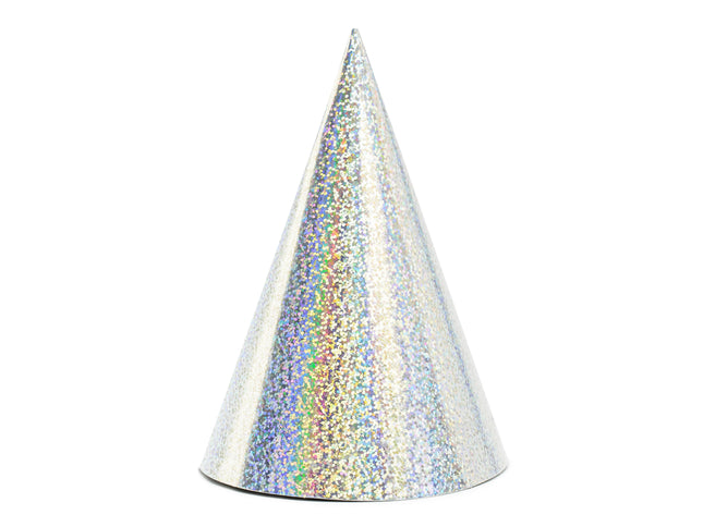 PartyHut Holographic Silber 6Stk.