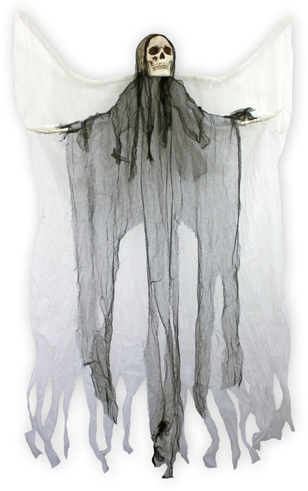 Todesengel Halloween Hängefigur 180 cm – Geist mit Flügeln & Totenkopf