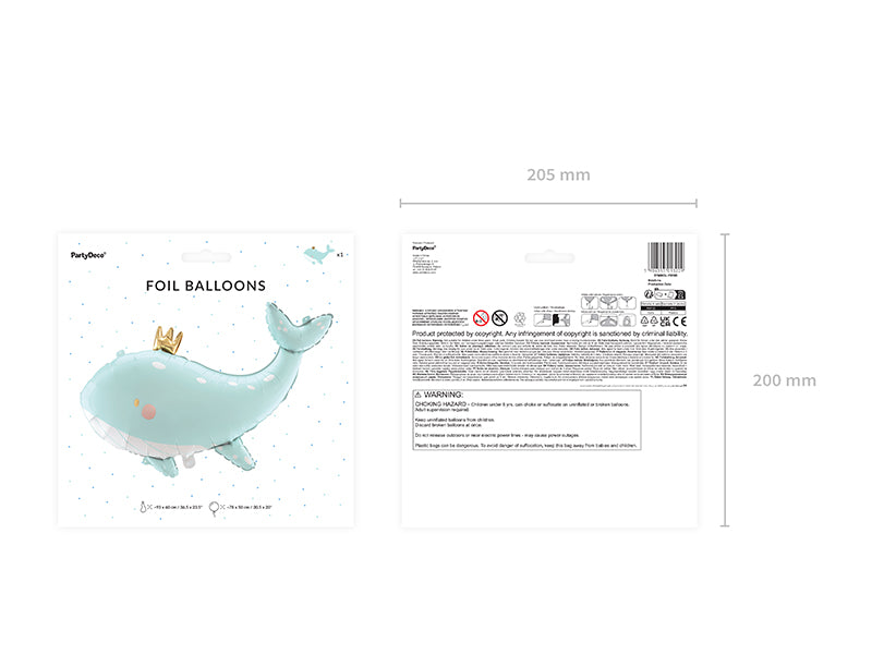 ABC Shape Folienluftballon Wal - Himmelblau | 93x60 cm