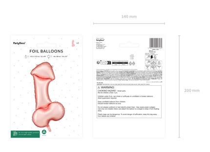 Folienballon Shape Penis Rosegold | 46x88 cm