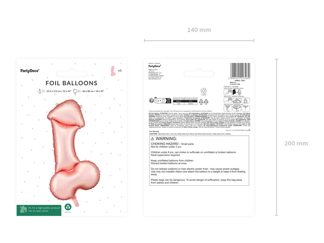 Folienballon Shape Penis Rosegold | 46x88 cm
