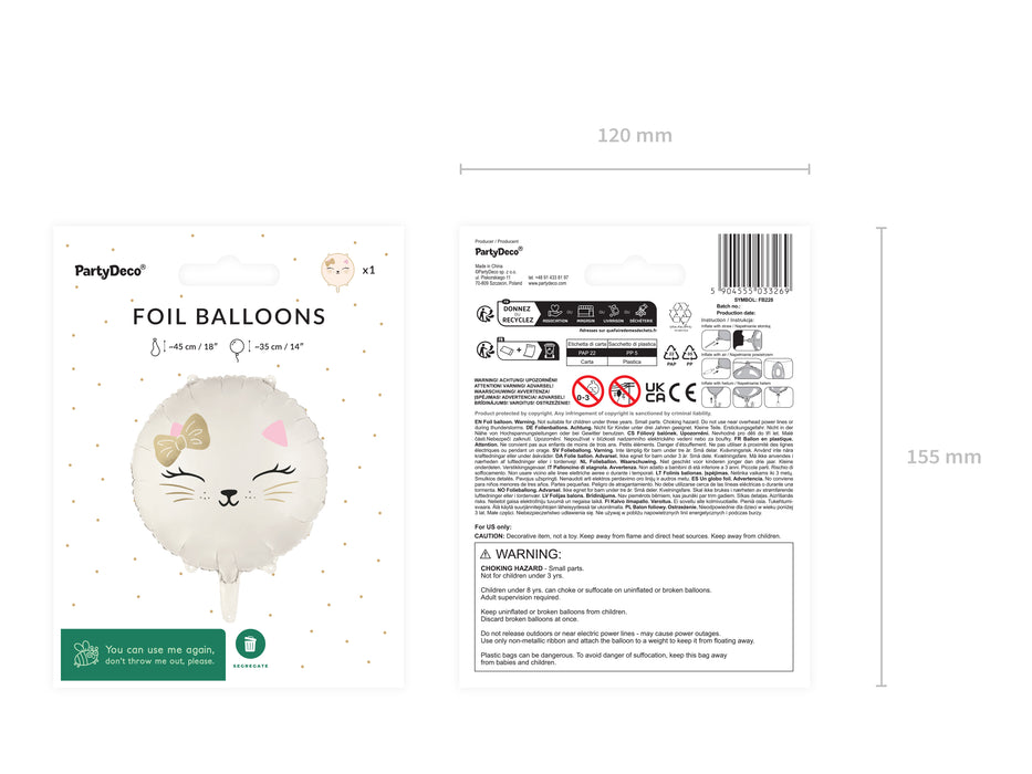 Folienballon Cat rund 45cmØ