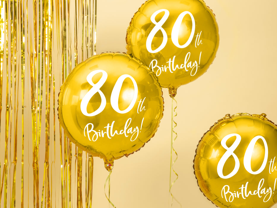 ABC18 Folienballon "80th Birthday" | Ø 45 cm Gold