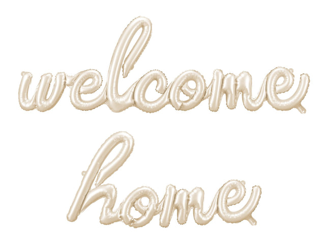 Folienballon "Welcome Home" 335x71 cm | Cappuccino