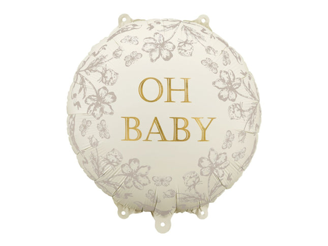 ABC18 Folienballon Blumen "OH BABY" Rund Ø43cm
