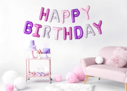 Ballongirlande "HAPPY BIRTHDAY" 340x35cm | Pink Lila