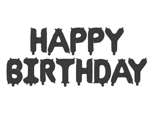 Ballongirlande "HAPPY BIRTHDAY" 340x35cm | Schwarz