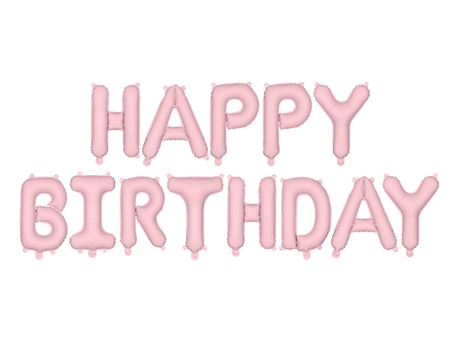 Ballongirlande "HAPPY BIRTHDAY" 340x35cm | Rosa