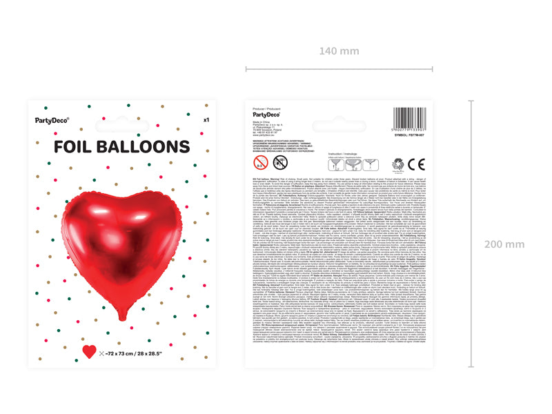 ABC Folienballon Metallic Herz Rot | 72x73 cm