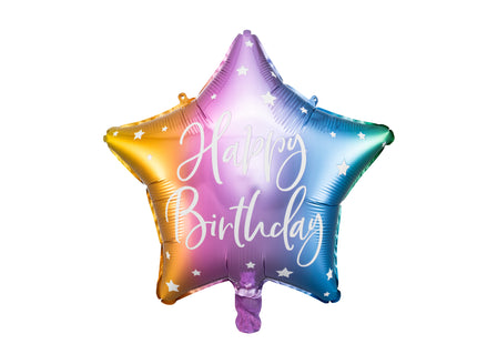 ABC18 Folienballon "Happy Birthday" Stern Ø40cm | Bunt