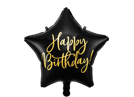 ABC18 Folienballon "Happy Birthday" Stern Ø40cm|Schwarz