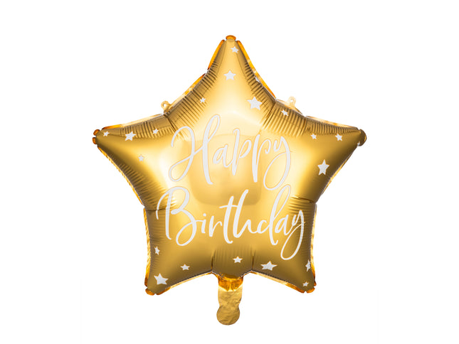 ABC18 Folienballon "Happy Birthday" Stern Ø40cm | Gold