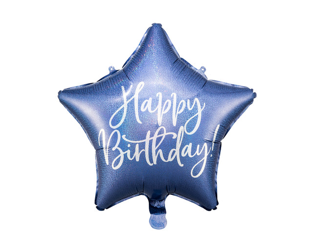 ABC18 Folienballon "Happy Birthday" Stern Ø40cm | Blau