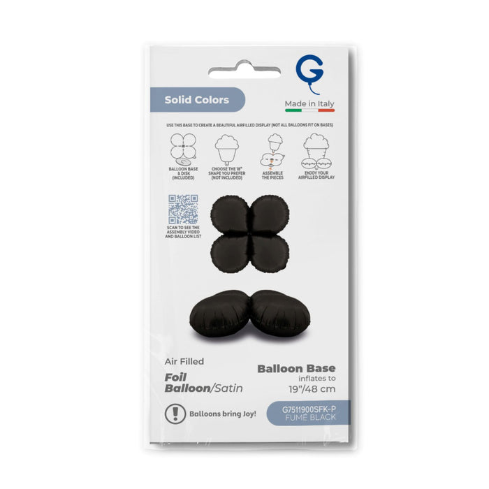 19" Folienballon Base Drops | 48 cm - Satin Schwarz (NUR LUFT)