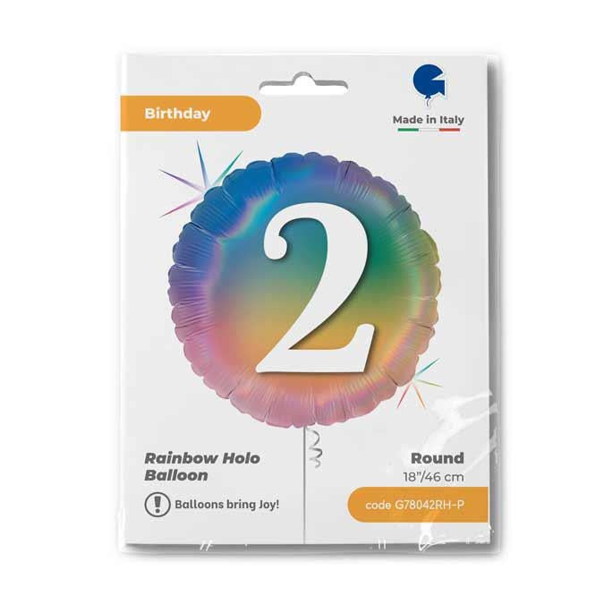 ABC18 Folienballon "Happy 2 Colourful Rainbow" | Ø 45 cm