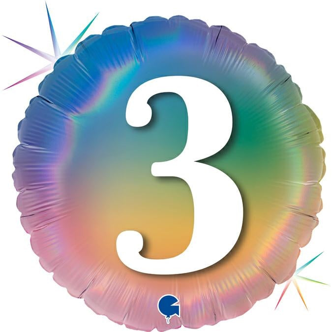 ABC18 Folienballon "Happy 3 Colourful Rainbow" | Ø 45 cm