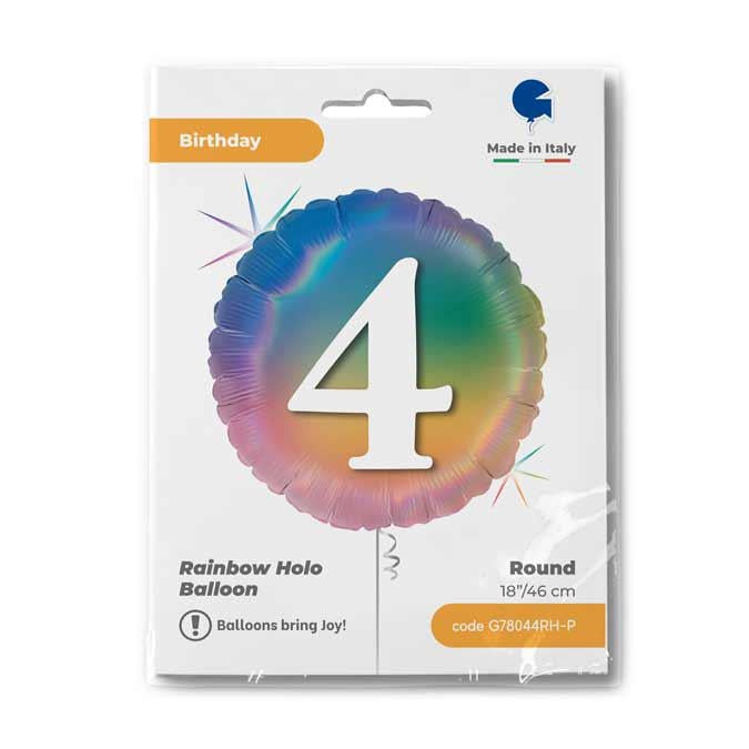 ABC18 Folienballon "Happy 4 Colourful Rainbow" | Ø 45 cm