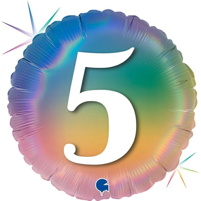 ABC18 Folienballon Happy 5 Colourful Rainbow | 45cm