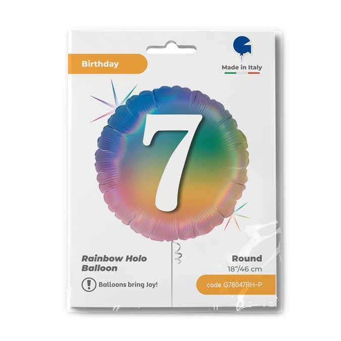 ABC18 Folienballon "Happy 7 Colourful Rainbow" | Ø 45 cm