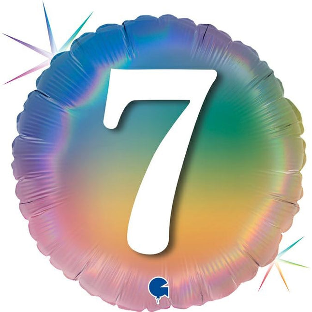 ABC18 Folienballon Happy 7 Colourful Rainbow | 45cm