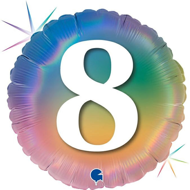ABC18 Folienballon Happy 8 Colourful Rainbow | 45cm