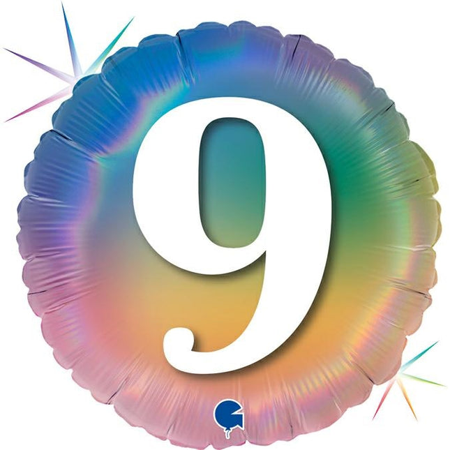 ABC18 Folienballon Happy 9 Colourful Rainbow | 45cm