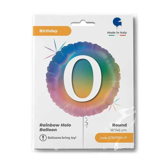 ABC18 Folienballon "Happy 0 Colourful Rainbow" | Ø 45 cm