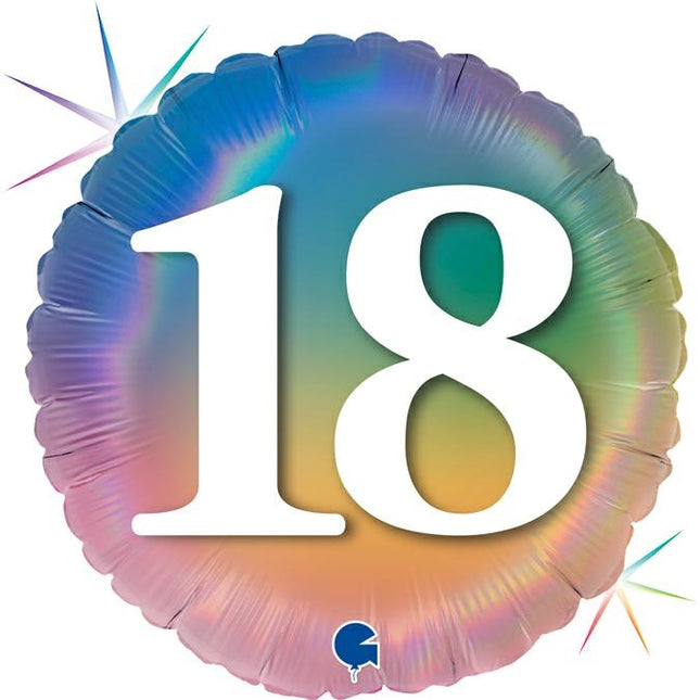 ABC18 Folienballon Happy 18 Colourful Rainbow | 45cm