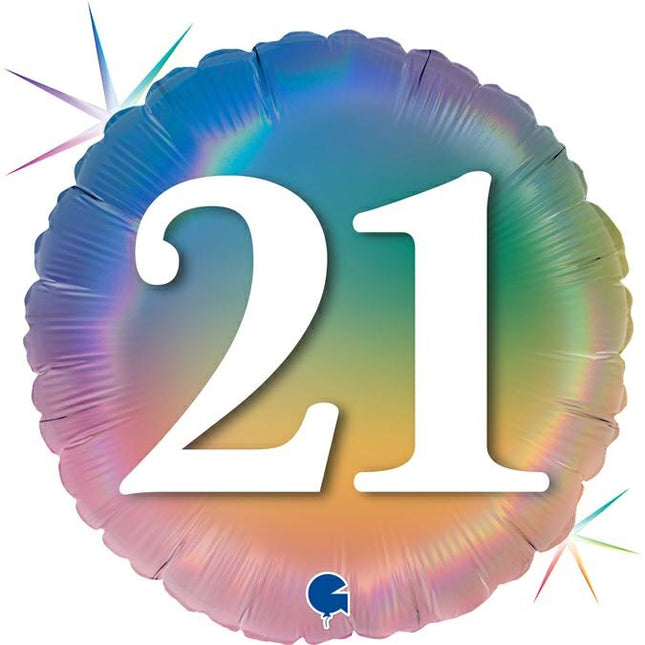 ABC18 Folienballon Happy 21 Colourful Rainbow | 45cm