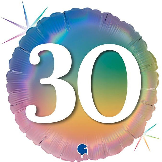 ABC18 Folienballon Happy 30 Colourful Rainbow | 45cm