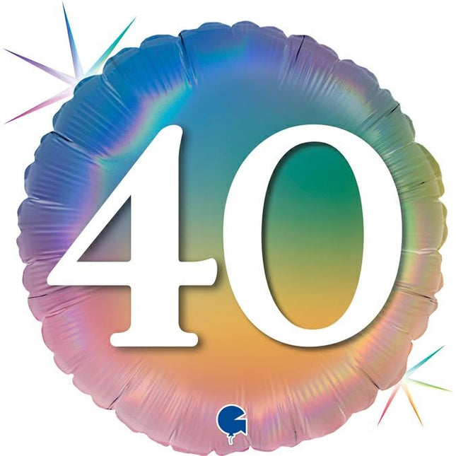ABC18 Folienballon "40" Colourful Rainbow | 45cm