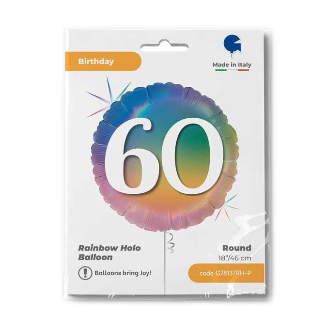ABC18 Folienballon "Happy 60 Colourful Rainbow" | Ø 45 cm