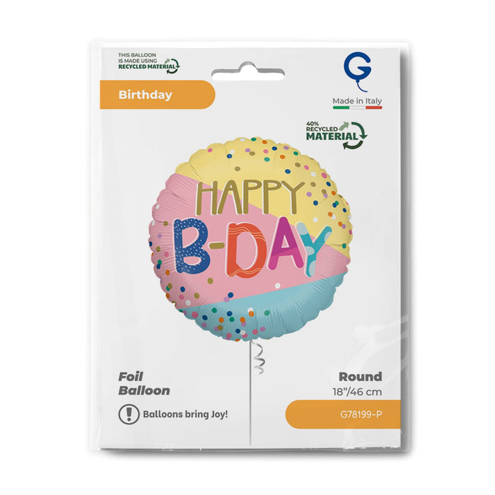 18"/Ø46cm Folienballon Happy B-Day